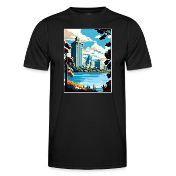 Oakland California Vintage Travel Poster Souvenir - Men's Functional T-Shirt - black - Front - AI Model Male 178 dark (178cm)