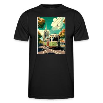 Christchurch Neuseeland Vintage Reiseposter WPA - Männer Funktions-T-Shirt - Schwarz - Vorne - AI Model Male 178 dark (178cm)