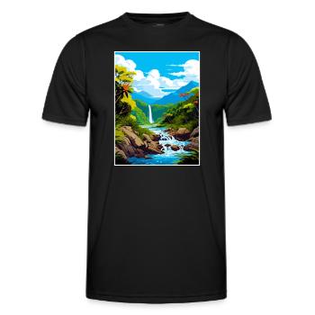Nasse Tropen von Queensland Vintage-Reiseposter - Männer Funktions-T-Shirt - Schwarz - Vorne - AI Model Male 178 dark (178cm)