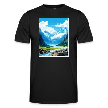 Franz Josef Gletscher Neuseeland Reiseposter - Männer Funktions-T-Shirt - Schwarz - Vorne - AI Model Male 178 dark (178cm)