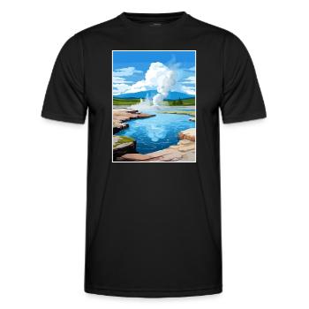 Pohutu Geyser Rotorua New Zealand Travel Poster - Men's Functional T-Shirt - black - Front - AI Model Male 178 dark (178cm)