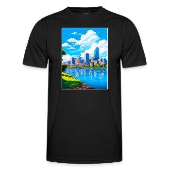 Brisbane Australien Vintage Reiseposter Souvenir - Männer Funktions-T-Shirt - Schwarz - Vorne - AI Model Male 178 dark (178cm)