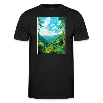 Amazone Regenwald Vintage Reiseposter Souvenir - Männer Funktions-T-Shirt - Schwarz - Vorne - AI Model Male 178 dark (178cm)