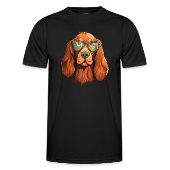 Irischer Setter Hund Rasse Aquarell Karikatur Kawaii G - Männer Funktions-T-Shirt - Schwarz - Vorne - AI Model Male 178 dark (178cm)