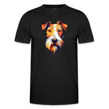 Draht Foxterrier Hunderasse Aquarell Karikatur Kawa - Männer Funktions-T-Shirt - Schwarz - Vorne - AI Model Male 178 dark (178cm)