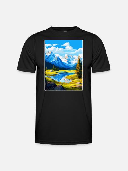 Affiche de voyage vintage du parc national d’Ecrins France - T-shirt sport Homme - noir
