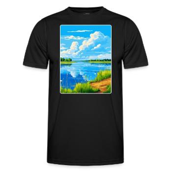 Lac de Lacanau France Poster de voyage vintage souvenir - T-shirt sport Homme - noir - Devant - AI Model Male 178 dark (178cm)