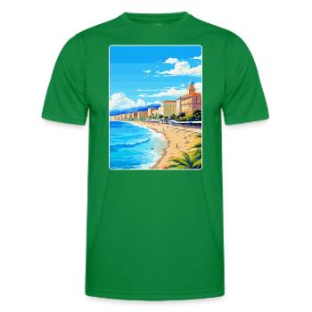 Nice France Vintage Travel Poster WPA Art Souvenir - Men's Functional T-Shirt - kelly green - Front - AI Model Male 178 dark (178cm)