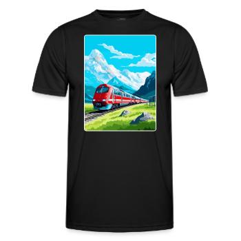 Glacier Express Switzerland Vintage Travel Poster - Men's Functional T-Shirt - black - Front - AI Model Male 178 dark (178cm)