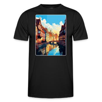 Colmar France Vintage Travel Poster WPA Souvenir - Men's Functional T-Shirt - black - Front - AI Model Male 178 dark (178cm)