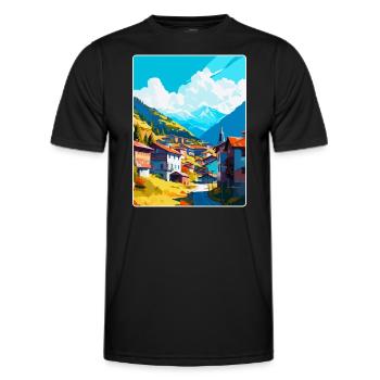Artvin Turkey Vintage Travel Poster WPA Souvenir - Men's Functional T-Shirt - black - Front - AI Model Male 178 dark (178cm)