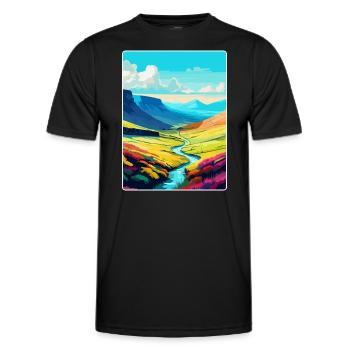 Brecon Beacons Wales Uk Travel Poster Souvenir WPA - Men's Functional T-Shirt - black - Front - AI Model Male 178 dark (178cm)