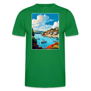 Salcombe England Uk Vintage Reiseposter Souvenir - Männer Funktions-T-Shirt - Kelly Green - Vorne - AI Model Male 178 dark (178cm)