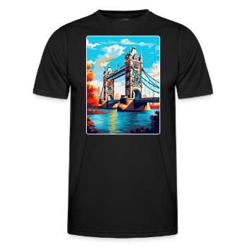 Tower Bridge England Uk Reise Poster Souvenir WPA - Männer Funktions-T-Shirt - Schwarz - Vorne - AI Model Male 178 dark (178cm)