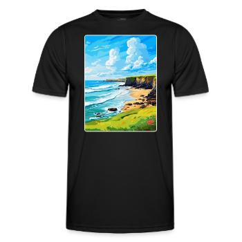 Bude Cornwall, England, Vereinigtes Königreich, Reiseposter, Souvenir - Männer Funktions-T-Shirt - Schwarz - Vorne - AI Model Male 178 dark (178cm)