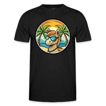 Pony Lustige Cartoon Sommer Strand Sonnenbrille Aufkleber - Männer Funktions-T-Shirt - Schwarz - Vorne - AI Model Male 178 dark (178cm)