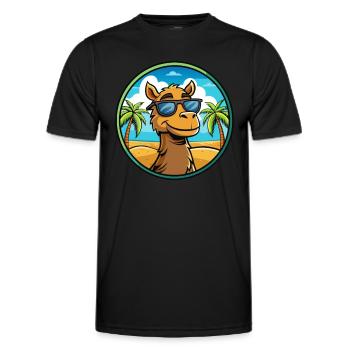 Kamel Lustige Cartoon Sommer Strand Sonnenbrille Cool - Männer Funktions-T-Shirt - Schwarz - Vorne - AI Model Male 178 dark (178cm)