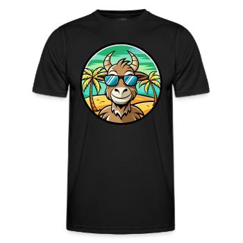 Ziege Lustige Cartoon Sommer Strand Sonnenbrille Aufkleber - Männer Funktions-T-Shirt - Schwarz - Vorne - AI Model Male 178 dark (178cm)