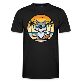 Wolf Lustige Cartoon Sommer Strand Sonnenbrille Aufkleber - Männer Funktions-T-Shirt - Schwarz - Vorne - AI Model Male 178 dark (178cm)
