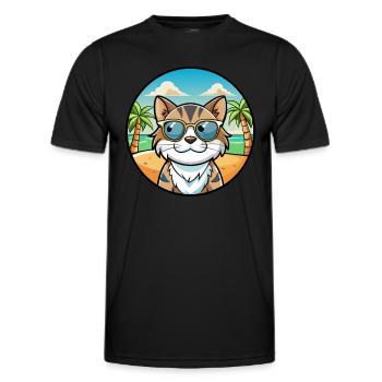 Verdünnte Kattunkatzenrasse Cartoon Sonnenbrille Strand - Männer Funktions-T-Shirt - Schwarz - Vorne - AI Model Male 178 dark (178cm)