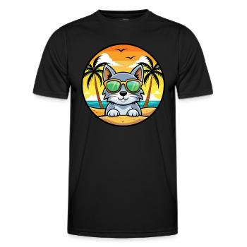 Australian Mist Cat Breed Cartoon Sunglasses Beach - Men's Functional T-Shirt - black - Front - AI Model Male 178 dark (178cm)