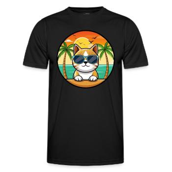 Burmesische Katzenrasse Cartoon Sonnenbrille Strand - Männer Funktions-T-Shirt - Schwarz - Vorne - AI Model Male 178 dark (178cm)