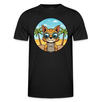 Ocicat Breed Cartoon Sonnenbrille Strand - Männer Funktions-T-Shirt - Schwarz - Vorne - AI Model Male 178 dark (178cm)