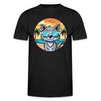 Australische Nebelkatzenrasse Cartoon Sonnenbrille Strand - Männer Funktions-T-Shirt - Schwarz - Vorne - AI Model Male 178 dark (178cm)