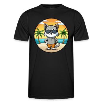 Javanische Katzenrasse Cartoon Sonnenbrille Strand - Männer Funktions-T-Shirt - Schwarz - Vorne - AI Model Male 178 dark (178cm)