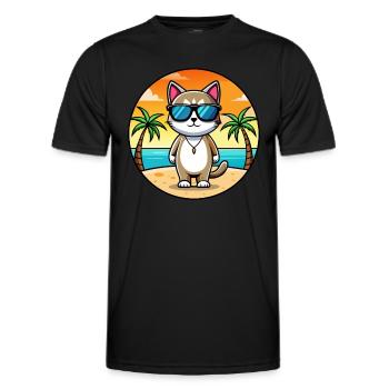 Schottisch Kurzhaar Katzenrasse Cartoon Sonnenbrille - Männer Funktions-T-Shirt - Schwarz - Vorne - AI Model Male 178 dark (178cm)