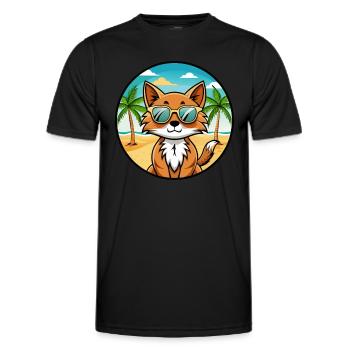 Somali Katzenrasse Cartoon Kawaii Sonnenbrille Strand - Männer Funktions-T-Shirt - Schwarz - Vorne - AI Model Male 178 dark (178cm)