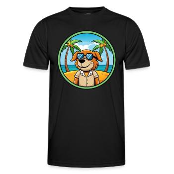 Poitevin Hound Hund Rasse Cartoon Sonnenbrille Strand - Männer Funktions-T-Shirt - Schwarz - Vorne - AI Model Male 178 dark (178cm)