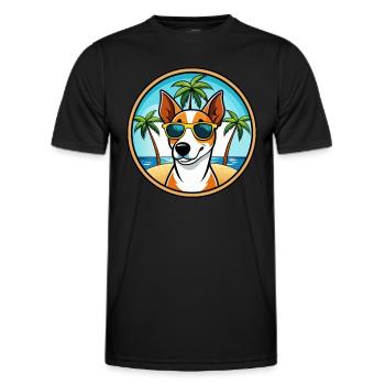 Glatte Foxterrier Hunderasse Cartoon Sonnenbrille - Männer Funktions-T-Shirt - Schwarz - Vorne - AI Model Male 178 dark (178cm)
