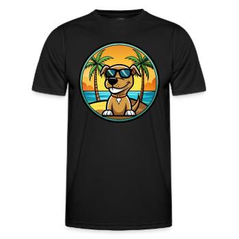 Sloughi Hunderasse Cartoon Sonnenbrille Strand - Männer Funktions-T-Shirt - Schwarz - Vorne - AI Model Male 178 dark (178cm)