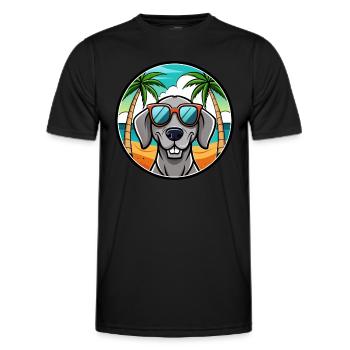Weimaraner Hund Rasse Cartoon Sonnenbrille Strand - Männer Funktions-T-Shirt - Schwarz - Vorne - AI Model Male 178 dark (178cm)