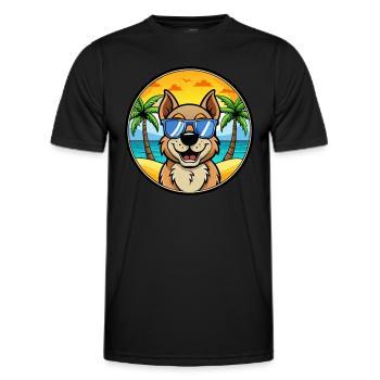 Berger De Beauce Dog Breed Cartoon Sunglass Beach - Men's Functional T-Shirt - black - Front - AI Model Male 178 dark (178cm)