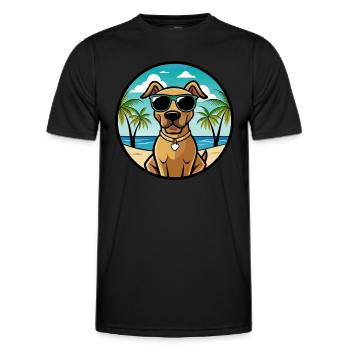 Black Mouth Cur Dog Breed Cartoon Sunglasses Beach - Men's Functional T-Shirt - black - Front - AI Model Male 178 dark (178cm)