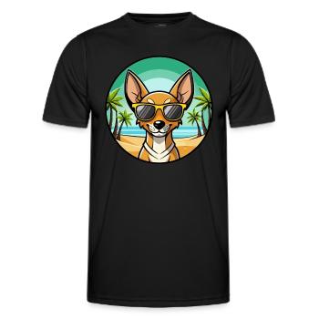 Cirneco Dell Etna Hunderasse Cartoon Sonnenbrille Strand - Männer Funktions-T-Shirt - Schwarz - Vorne - AI Model Male 178 dark (178cm)