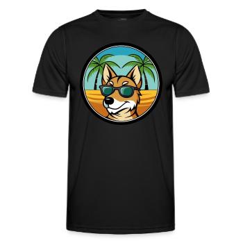 Hygenhund Hunderasse Cartoon Sonnenbrille Strand - Männer Funktions-T-Shirt - Schwarz - Vorne - AI Model Male 178 dark (178cm)
