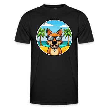 Lettischer Jagdhund Rasse Cartoon Sonnenbrille Strand - Männer Funktions-T-Shirt - Schwarz - Vorne - AI Model Male 178 dark (178cm)