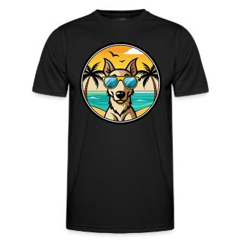 Lurcher Hund Rasse Cartoon Sonnenbrille Strand - Männer Funktions-T-Shirt - Schwarz - Vorne - AI Model Male 178 dark (178cm)