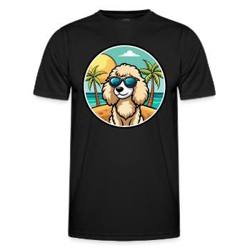 Pudel Hund Rasse Cartoon Sonnenbrille Strand - Männer Funktions-T-Shirt - Schwarz - Vorne - AI Model Male 178 dark (178cm)