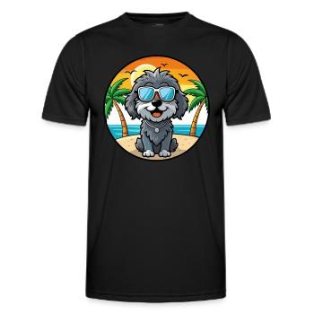 Portugiesische Wasserhundrasse Cartoon Sonnenbrille Strand - Männer Funktions-T-Shirt - Schwarz - Vorne - AI Model Male 178 dark (178cm)