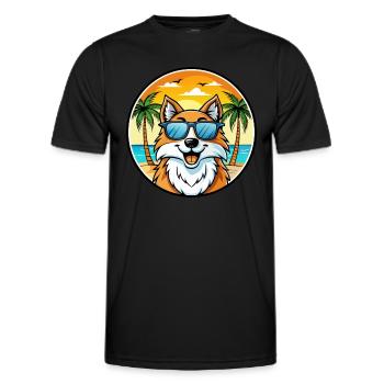 Scotch Collie Hunderasse Cartoon Sonnenbrille Strand - Männer Funktions-T-Shirt - Schwarz - Vorne - AI Model Male 178 dark (178cm)