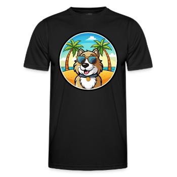 Rumänischer Schäferhund Rasse Cartoon Sonnenbrille Strand - Männer Funktions-T-Shirt - Schwarz - Vorne - AI Model Male 178 dark (178cm)