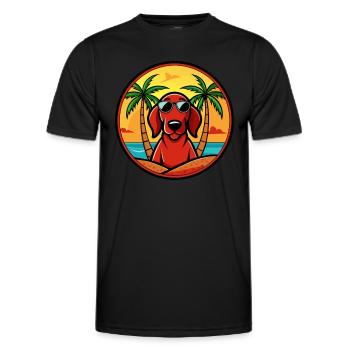Redbone Coonhound Hunderasse Cartoon Sonnenbrille Strand - Männer Funktions-T-Shirt - Schwarz - Vorne - AI Model Male 178 dark (178cm)