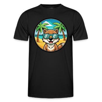 Taigan Hund Rasse Cartoon Sonnenbrille Strand - Männer Funktions-T-Shirt - Schwarz - Vorne - AI Model Male 178 dark (178cm)
