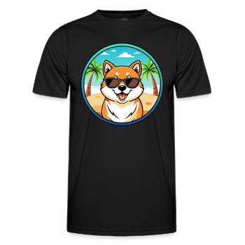 Shiba Inu Hunderasse Cartoon Sonnenbrille Strand - Männer Funktions-T-Shirt - Schwarz - Vorne - AI Model Male 178 dark (178cm)