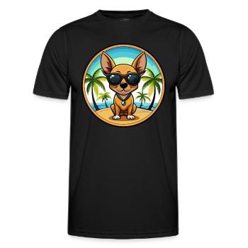 Russische Spielzeug Terrier Hund Rasse Cartoon Sonnenbrille - Männer Funktions-T-Shirt - Schwarz - Vorne - AI Model Male 178 dark (178cm)
