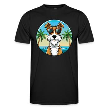 Draht Foxterrier Hunderasse Cartoon Sonnenbrille Strand - Männer Funktions-T-Shirt - Schwarz - Vorne - AI Model Male 178 dark (178cm)